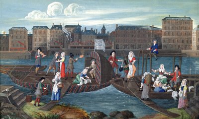 Fish Shop and Laundry Boat at the Quai de la Megisserie, c.1670 by French School